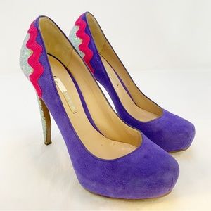 Nicholas Kirkwood Tricolor Suede And Glitters Platform Pumps Size 39